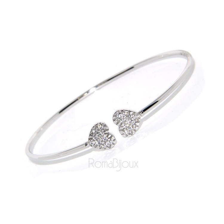 RMB|SILVER 925: open bracelet slave woman's heart hearts natural zircons shining