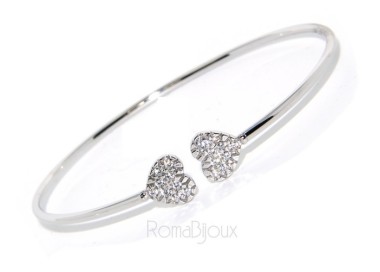 RMB|SILVER 925: open bracelet slave woman's heart hearts natural zircons shining