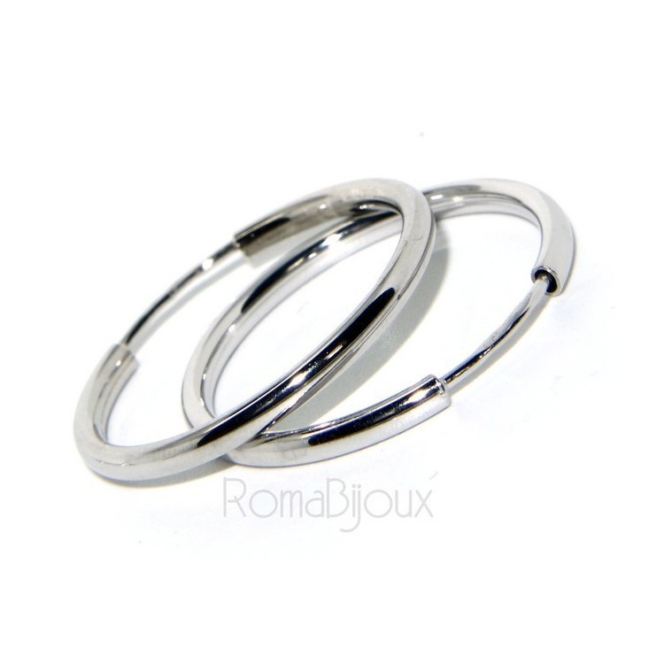 RMB|Argento 925 : orecchini donna anelle cerchi boccole lisce classiche 25 mm