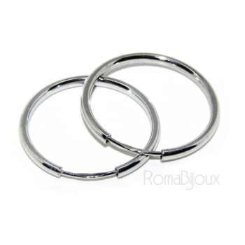 RMB|Argento 925 : orecchini donna anelle cerchi boccole lisce classiche 25 mm