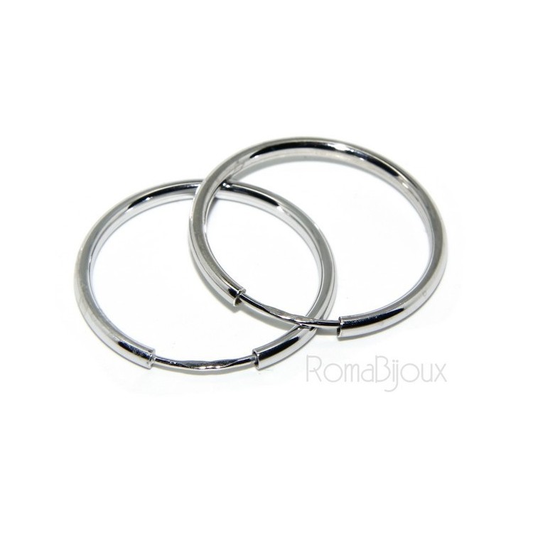 RMB|Argento 925 : orecchini donna anelle cerchi boccole lisce classiche 25 mm