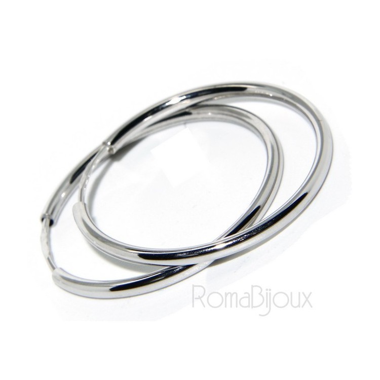 RMB|Argento 925 : orecchini donna anelle cerchi boccole lisce classiche 30 mm