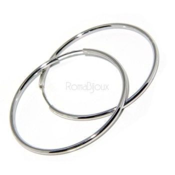 RMB|Argento 925 : orecchini donna anelle cerchi boccole lisce classiche 46 mm
