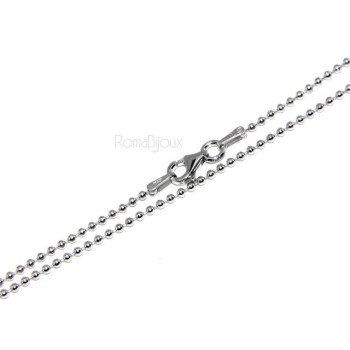RMB|ARGENTO 925 : Girocollo collana pallini palline balls 1,5 mm varie lunghezze modello rodiata effetto oro bianco