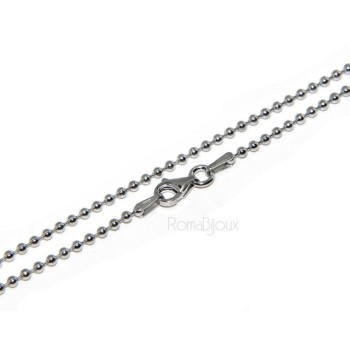 RMB|ARGENTO 925 : Girocollo collana pallini palline balls 1,8 mm varie lunghezze modello rodiata effetto oro bianco