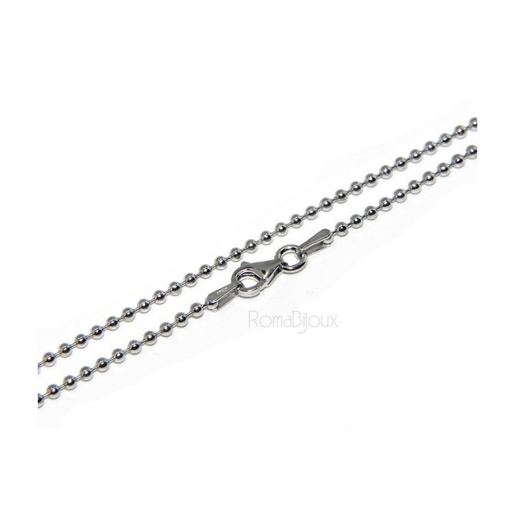 RMB|ARGENTO 925 : Girocollo collana pallini palline balls 1,8 mm varie lunghezze modello rodiata effetto oro bianco