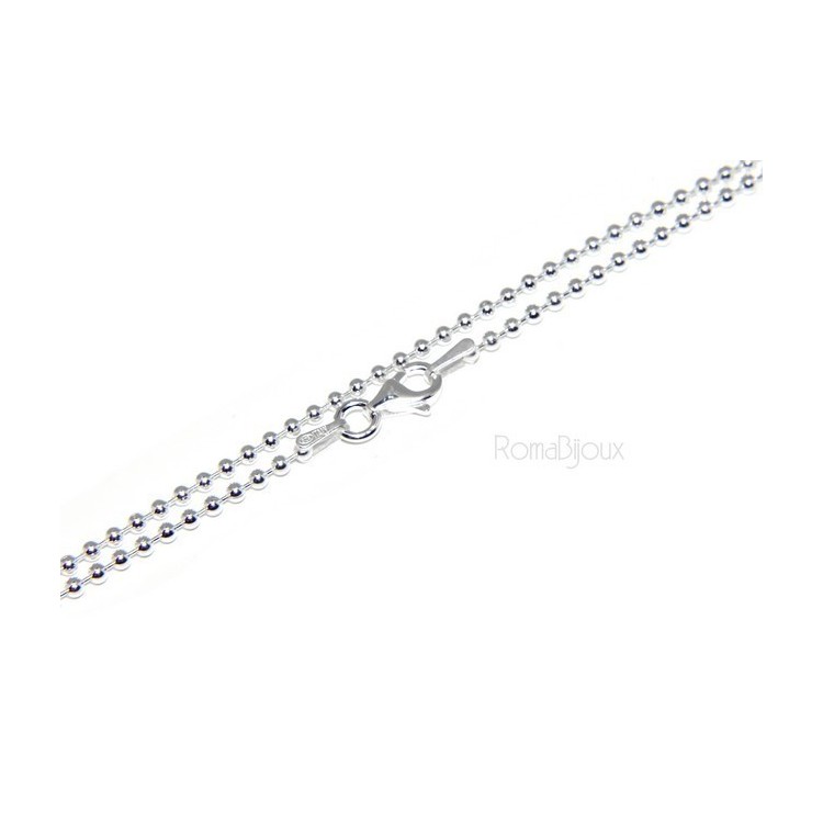 RMB|ARGENTO 925 : Girocollo collana pallini palline balls 1,8 mm varie lunghezze modello chiaro, non rodiato