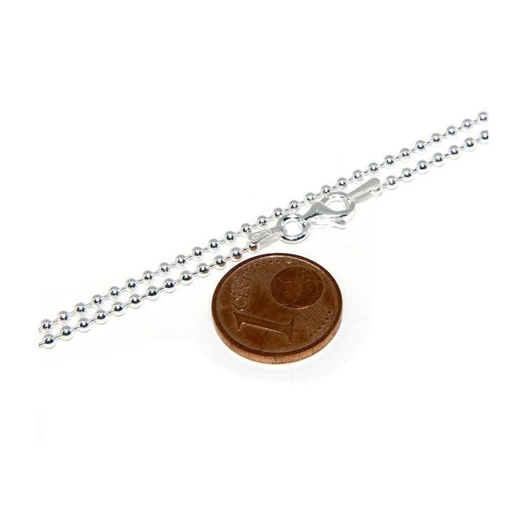 RMB|ARGENTO 925 : Girocollo collana pallini palline balls 1,8 mm varie lunghezze modello chiaro, non rodiato