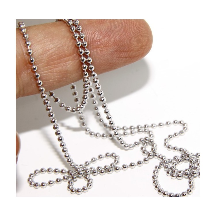 RMB|ARGENTO 925 : Girocollo collana pallini palline balls 2,0 mm varie lunghezze modello rodiata effetto oro bianco