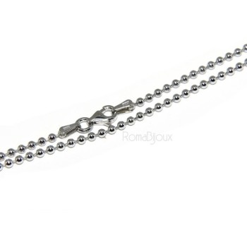 RMB|ARGENTO 925 : Girocollo collana pallini palline balls 2,0 mm varie lunghezze modello rodiata effetto oro bianco
