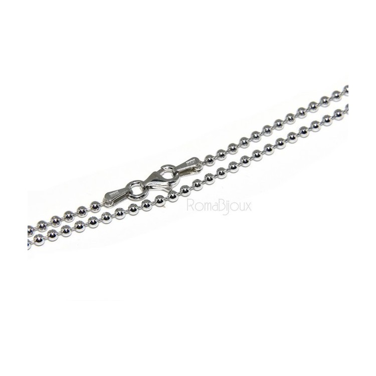 RMB|SILVER 925: Choker necklace dots balls balls 2.0 mm different model lengths rhodium-plated white gold effect