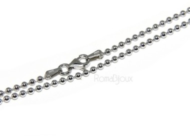RMB|ARGENTO 925 : Girocollo collana pallini palline balls 2,0 mm varie lunghezze modello rodiata effetto oro bianco