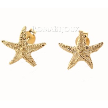 RMB|Argento 925: orecchini al lobo con stella marina media galv. oro giallo