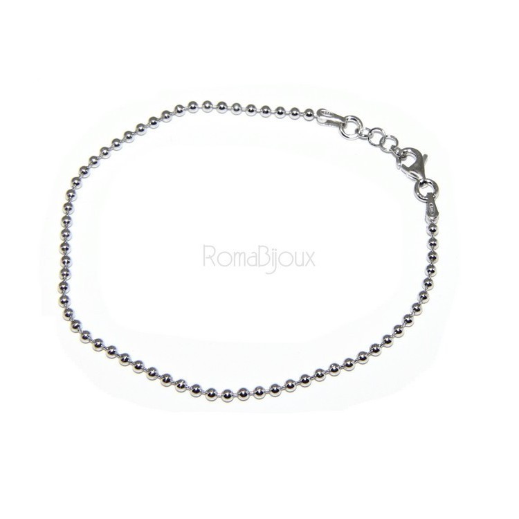 RMB|SILVER 925: Bracelet man woman with balls 2 mm white gold rhodium plating