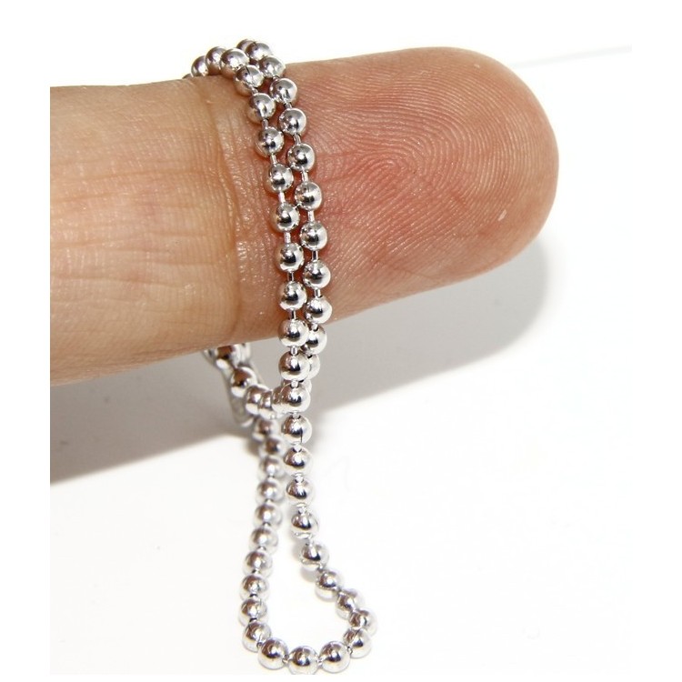 RMB|ARGENTO 925 :Bracciale uomo donna con palline da 2 mm galvanica oro bianco rodiato