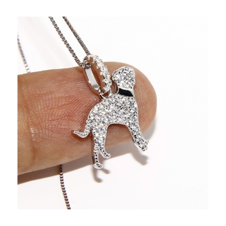 RMB|Argento 925 : MyDog collana donna veneziana con pendente ciondolo cane DALMATA microsetting zirconi brillanti