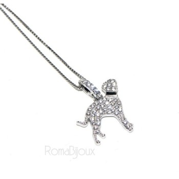 RMB|Argento 925 : MyDog collana donna veneziana con pendente ciondolo cane DALMATA microsetting zirconi brillanti