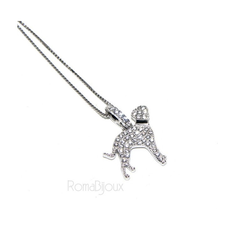 RMB|Argento 925 : MyDog collana donna veneziana con pendente ciondolo cane DALMATA microsetting zirconi brillanti