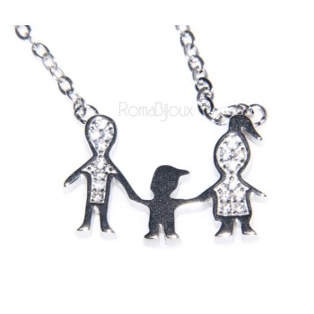 RMB|9925: Collier Necklace with central pendant family with unique baby son