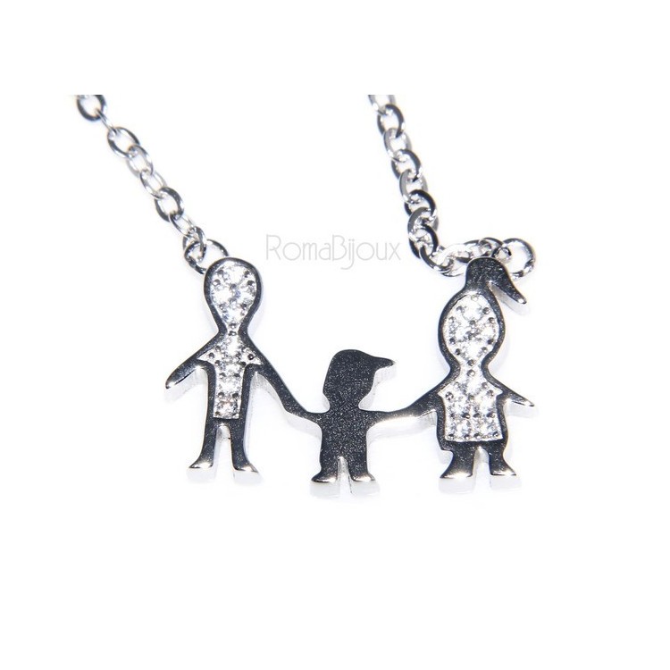 RMB|Argento 925 : Collana Collier donna pendente centrale famiglia con bambino figlio unico