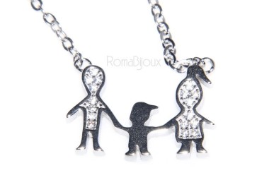 RMB|Argento 925 : Collana Collier donna pendente centrale famiglia con bambino figlio unico
