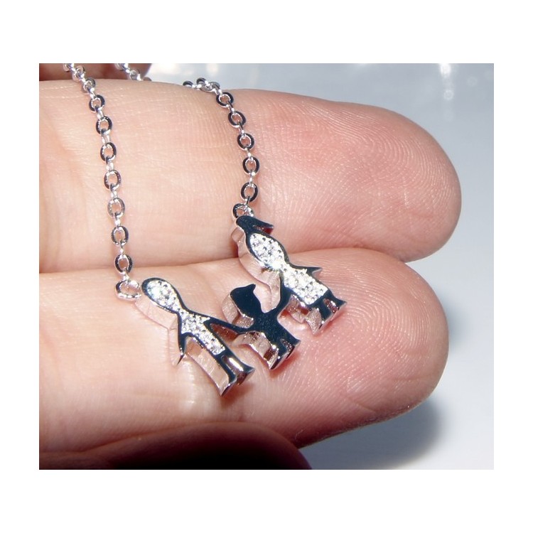 RMB|Argento 925 : Collana Collier donna pendente centrale famiglia con bambino figlio unico