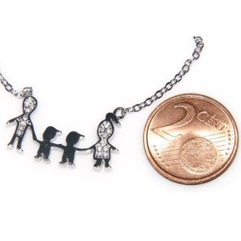 RMB|925: Collier Necklace with central pendant family with two male children