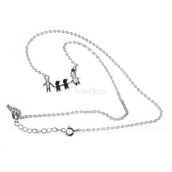 RMB|Argento 925 : Collana Collier donna pendente centrale famiglia con 2 bambini maschi