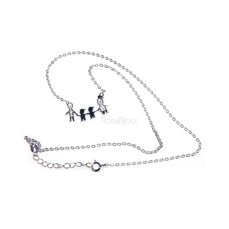 RMB|Argento 925 : Collana Collier donna pendente centrale famiglia con 2 bambini maschi