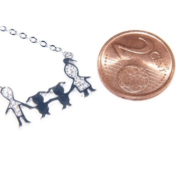 RMB|925: Collier Necklace with central pendant family with 2 Girls