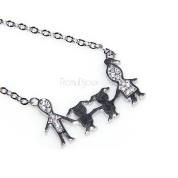 RMB|925: Collier Necklace with central pendant family with 2 Girls