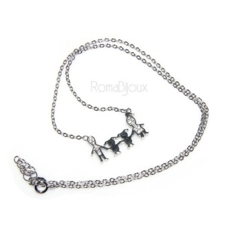 RMB|Argento 925 : Collana Collier donna pendente centrale famiglia con 2 bambine femmine
