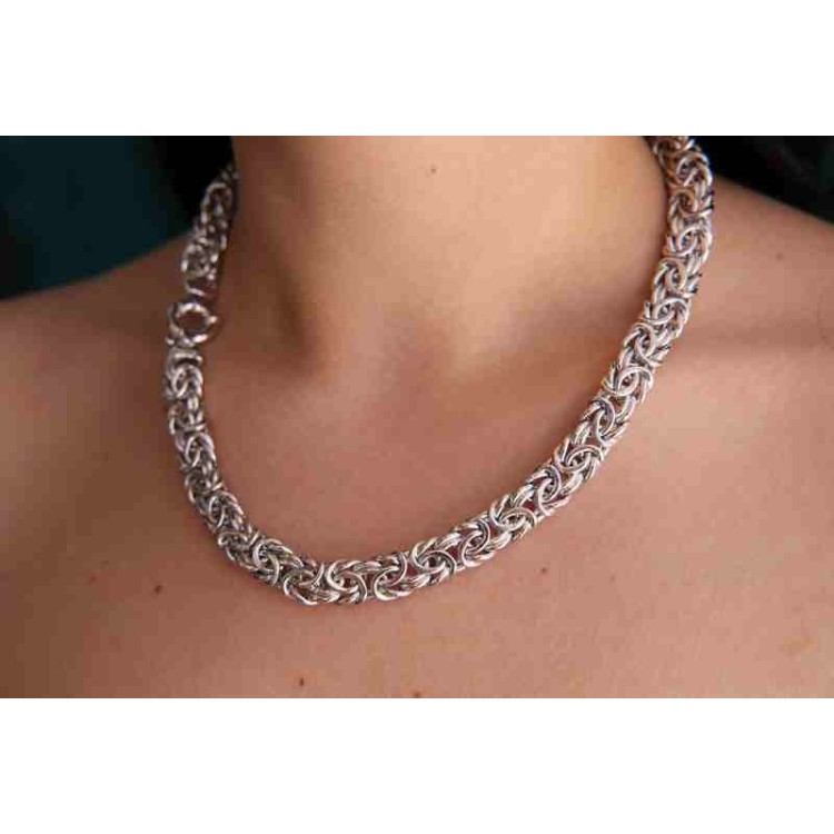 RMB|NALBORI collana donna collier argento 925 catena bizantina da 12 mm