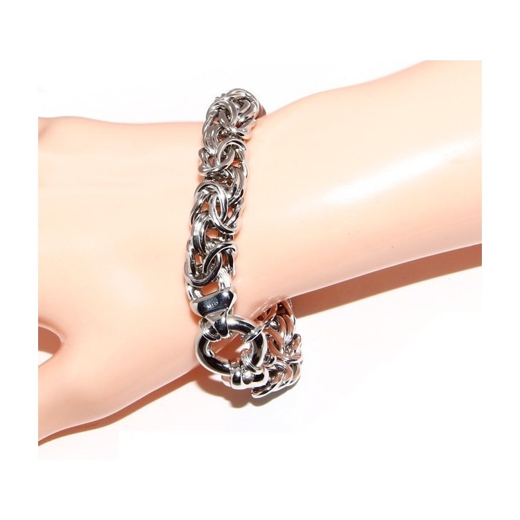 RMB|ARGENTO 925 : Bracciale donna maglia bizantina imponente 12mm made in italy
