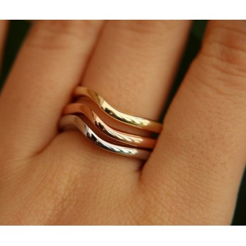 RMB|tris anelli onda argento 925 in 3 colori oro bianco giallo rosa