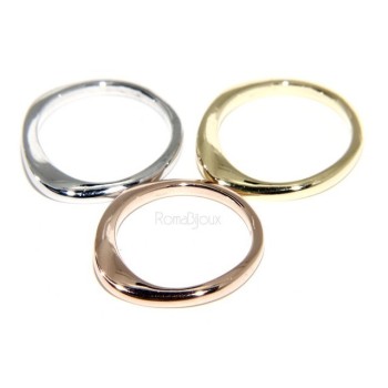 RMB|Argento 925 Italiano : anello 3 colori onde oro bianco giallo rosa fusione lucida