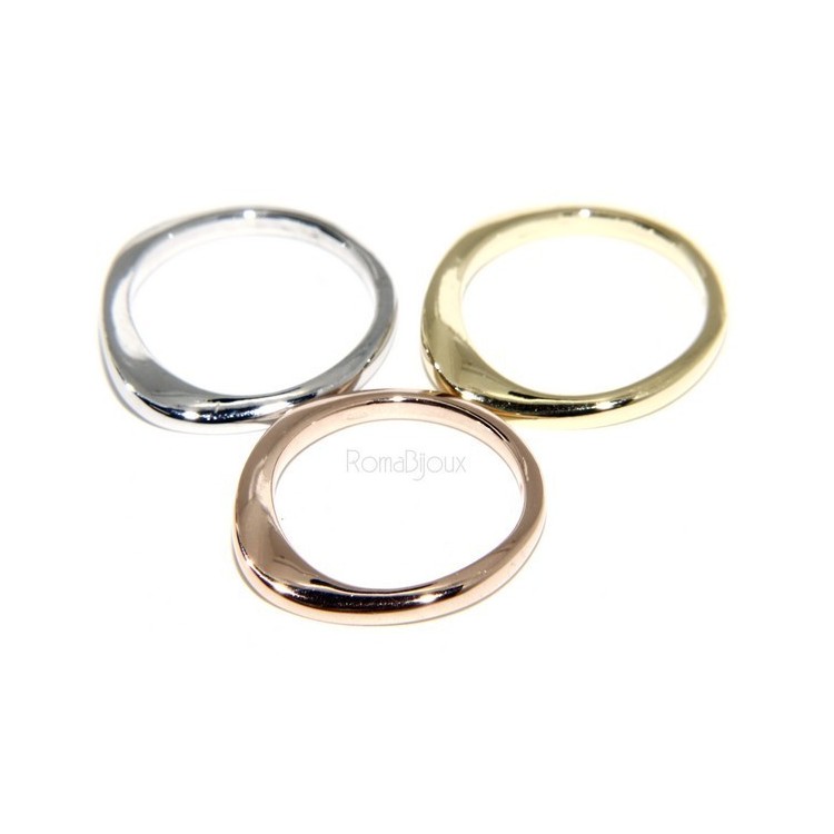 RMB|Argento 925 Italiano : anello 3 colori onde oro bianco giallo rosa fusione lucida