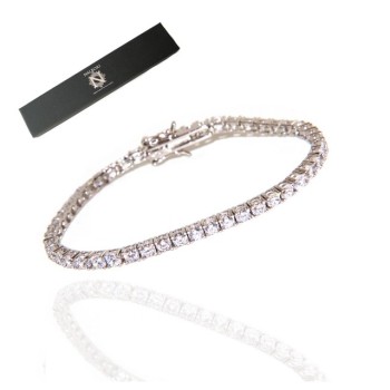 RMB|nalbori 925: Tennis Bracelet With White Zircon 3mm claw + measures