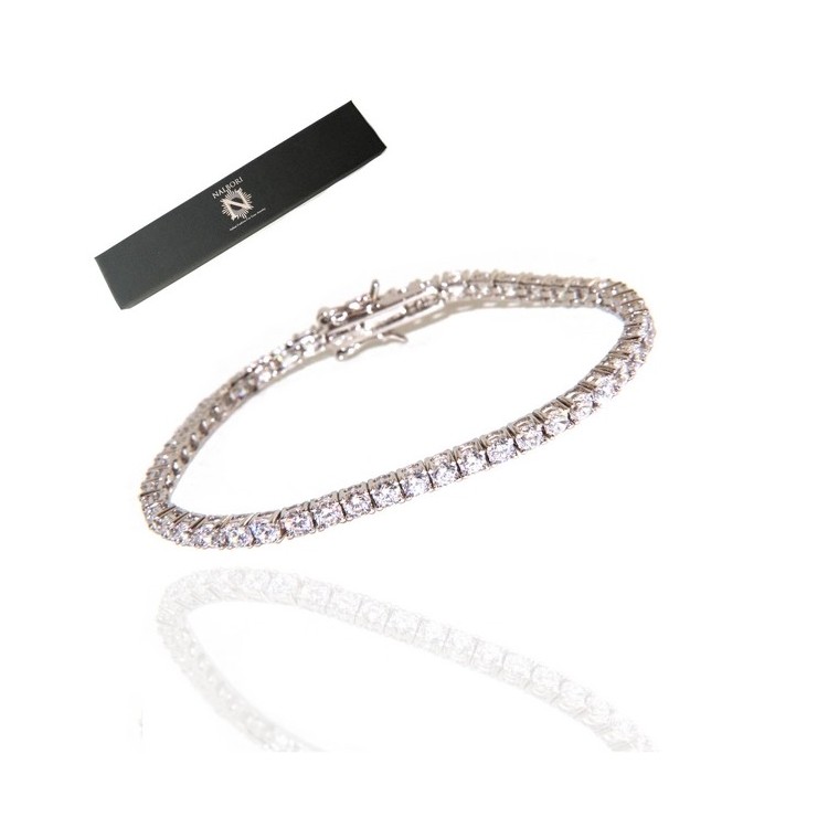 RMB|nalbori 925: Tennis Bracelet With White Zircon 3mm claw + measures