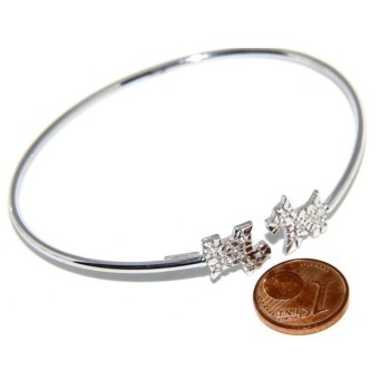 RMB|ARGENTO 925 : Bracciale donna schiava aperto cane zirconi naturali brillante