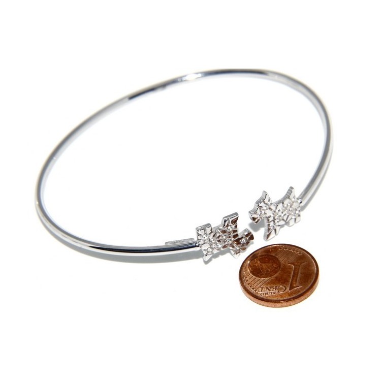 RMB|ARGENTO 925 : Bracciale donna schiava aperto cane zirconi naturali brillante