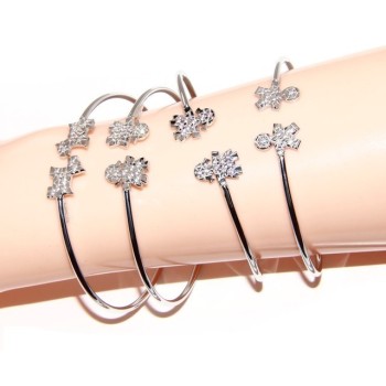 RMB|ARGENTO 925 : Bracciale donna schiava aperto cane zirconi naturali brillante