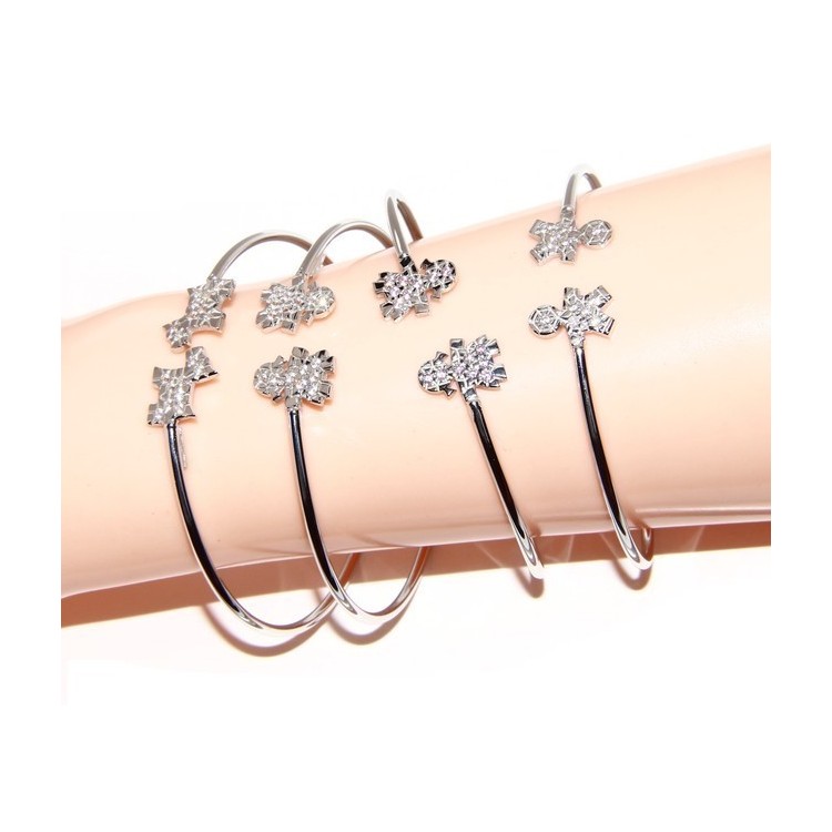 RMB|ARGENTO 925 : Bracciale donna schiava aperto cane zirconi naturali brillante