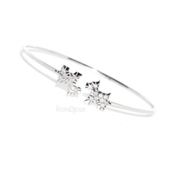 RMB|ARGENTO 925 : Bracciale donna schiava aperto cane zirconi naturali brillante