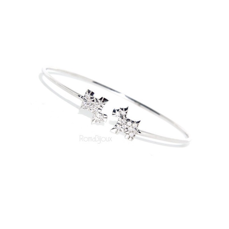 RMB|ARGENTO 925 : Bracciale donna schiava aperto cane zirconi naturali brillante