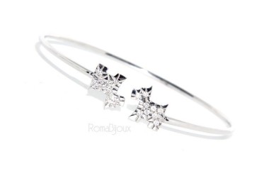 RMB|ARGENTO 925 : Bracciale donna schiava aperto cane zirconi naturali brillante