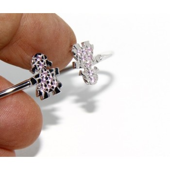 RMB|ARGENTO 925 : Bracciale donna schiava aperto bambina zirconi naturali rosa brillante