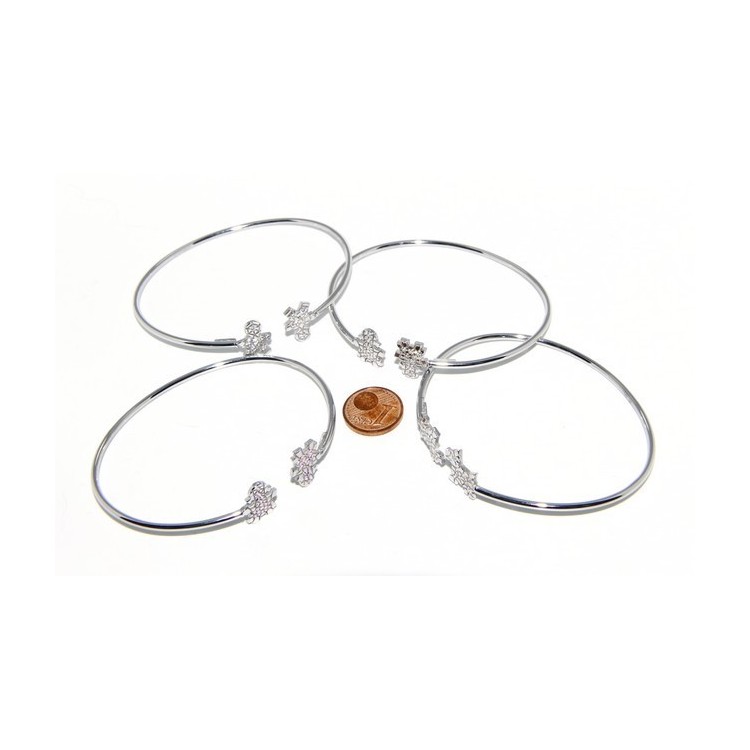 RMB|ARGENTO 925 : Bracciale donna schiava aperto bambina zirconi naturali rosa brillante