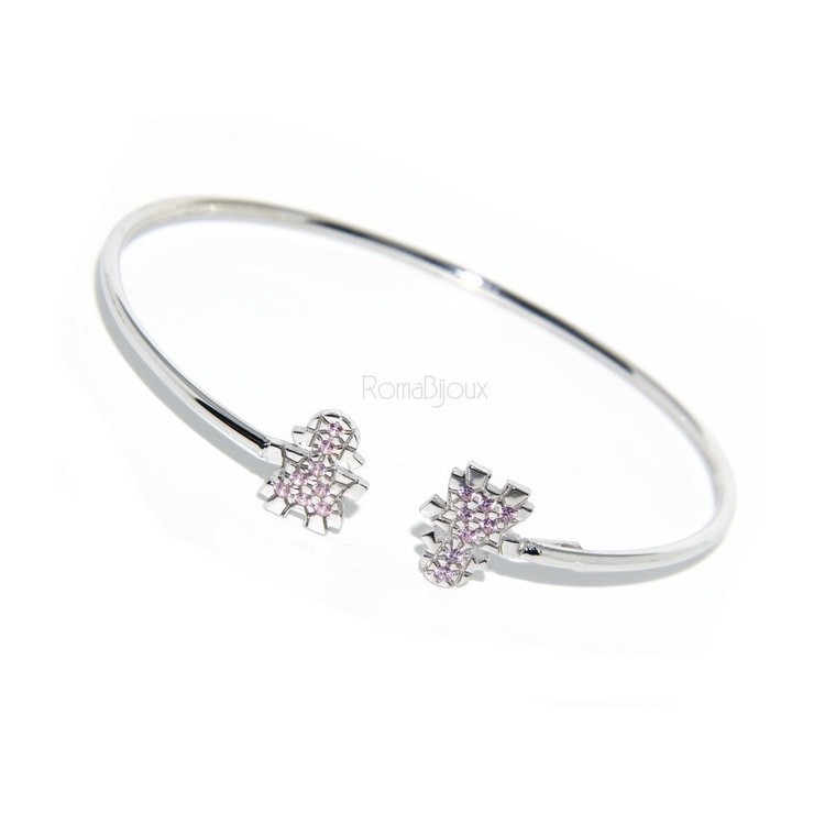RMB|SILVER 925: Bracelet slave woman opened little natural zircons bright pink