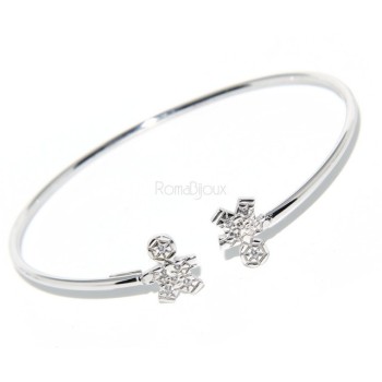 RMB|ARGENTO 925 : Bracciale donna schiava aperto bambino zirconi naturali bianchi brillanti